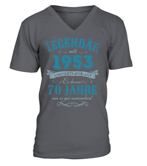 70th Birthday Vintage 1953 V-Neck T-shirt