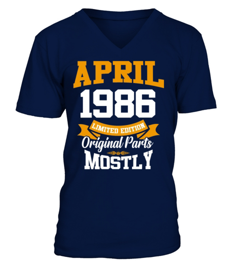 April 1986 Vintage Birthday Present V-Neck T-shirt