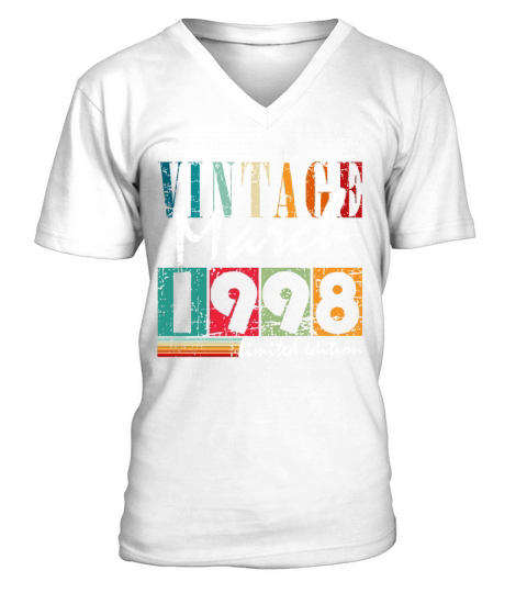 Birthday gift March 1998 Vintage Retro V-Neck T-shirt