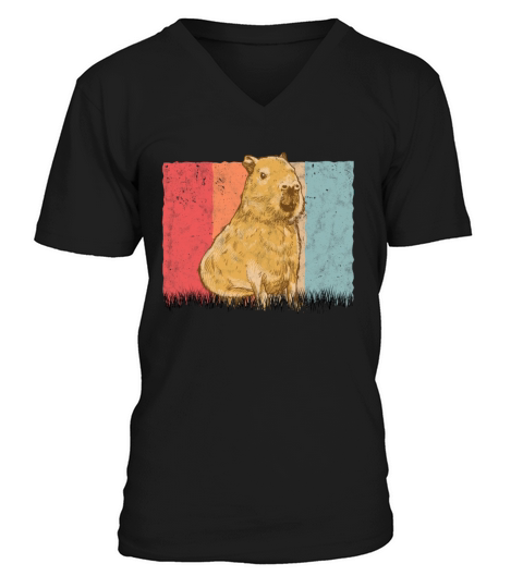 Capybara Retro Vintage V-Neck T-shirt