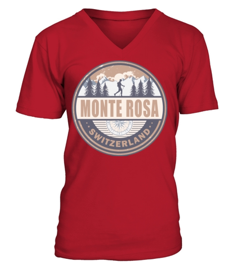 Monte Rosa Switzerland Swiss Alps Vintage Hiking V-Neck T-shirt