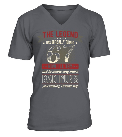The Legend Officially 67 Years Old 67th Birthday V-Neck T-shirt