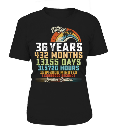 36th Birthday 36 Years Hours Month Vintage Women's T-Shirt