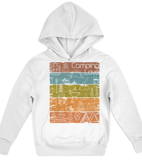 Campin Love lineart vintage light Kids Hoodie