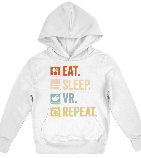 Eat Sleep VR Repeat Vintage Gamer Gaming Virtual R Kids Hoodie