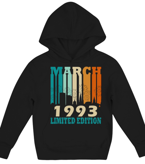 Vintage born March 1993 Birthday March 1993 Kids Hoodie