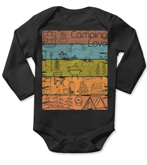 Campin Love lineart vintage light Long Sleeve Baby One-Piece