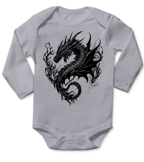 Fierce Vintager Dragon In Scale Dress Long Sleeve Baby One-Piece