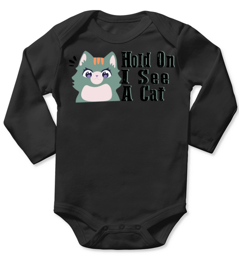 Hold On I See A Cat Vintage Cat Mom Kitten Long Sleeve Baby One-Piece