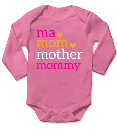 Ma Mom Mommy Mother Long Sleeve Baby One-Piece