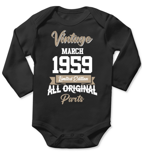March 1959 Vintage Birthday Present Long Sleeve Baby One-Piece