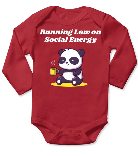 Running Low on Social Energy Funny Introvert Humor Long Sleeve Baby One-Piece