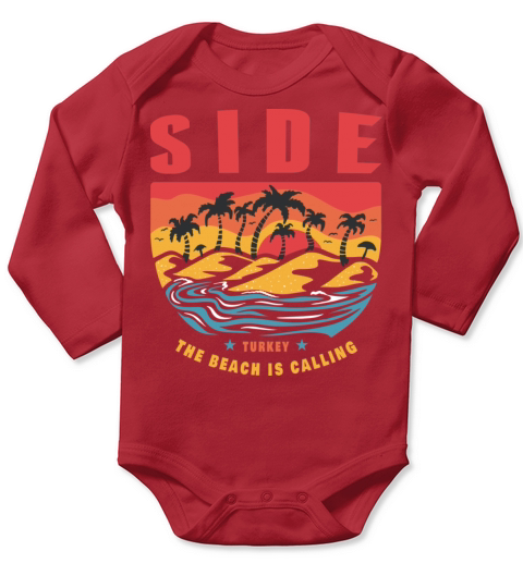 Side Turkey palm tree design Long Sleeve Baby One-Piece