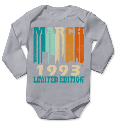 Vintage born March 1993 Birthday March 1993 Long Sleeve Baby One-Piece