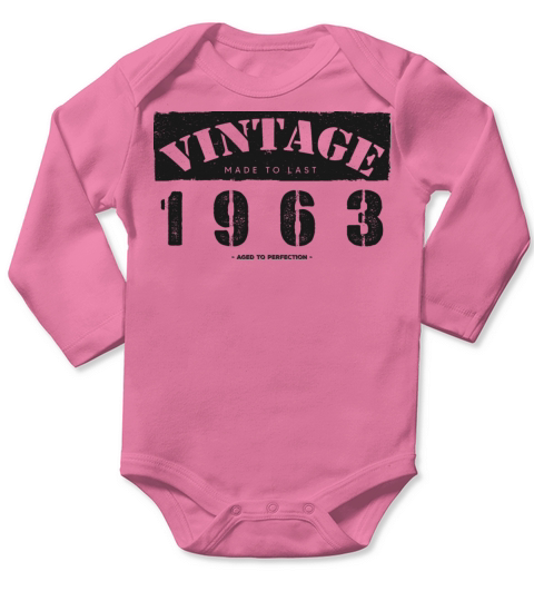 Vintage Classic 1963 60th Birthday - 60 Years Old Long Sleeve Baby One-Piece
