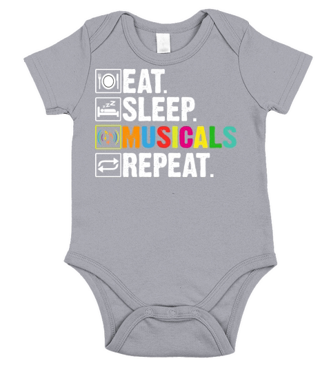 Broadway Theater Eat Sleep Musicals Repeat Musical Short Sleeve Baby One-Piece