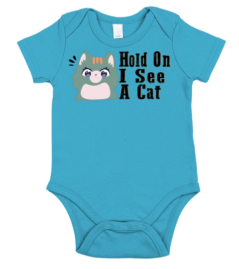 Hold On I See A Cat Vintage Cat Mom Kitten Short Sleeve Baby One-Piece