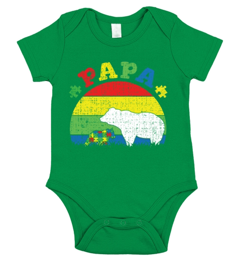 Proud Autism Dad Bear Puzzle Autism Awareness Short Sleeve Baby One-Piece