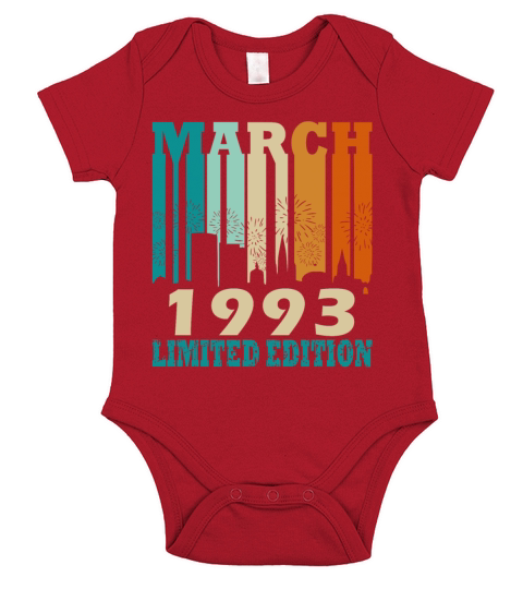 Vintage born March 1993 Birthday March 1993 Short Sleeve Baby One-Piece