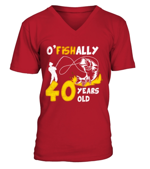 40th Birthday Fishing 1973 Vintage Fisherman Angle V-Neck T-shirt