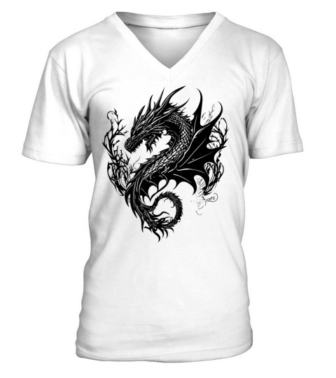 Fierce Vintager Dragon In Scale Dress V-Neck T-shirt