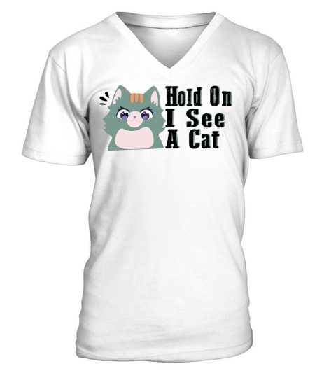 Hold On I See A Cat Vintage Cat Mom Kitten V-Neck T-shirt