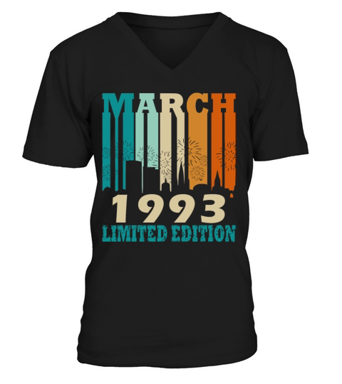 Vintage born March 1993 Birthday March 1993 V-Neck T-shirt