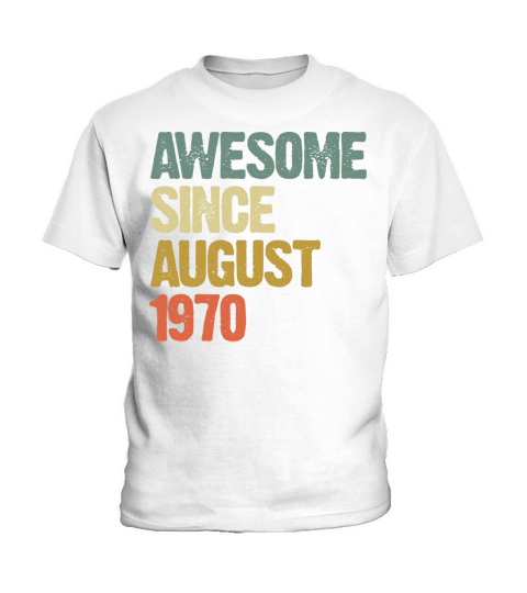 Retro Vintage Awesome Since August 1970 Gift Kids T-Shirt