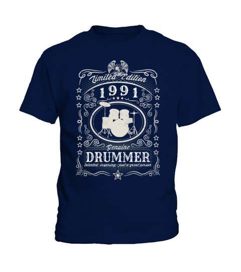 Vintage 1991 Drummer Birthday Gift Percussionist Kids T-Shirt