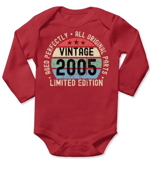 18th Birthday Vintage 2005 Long Sleeve Baby One-Piece