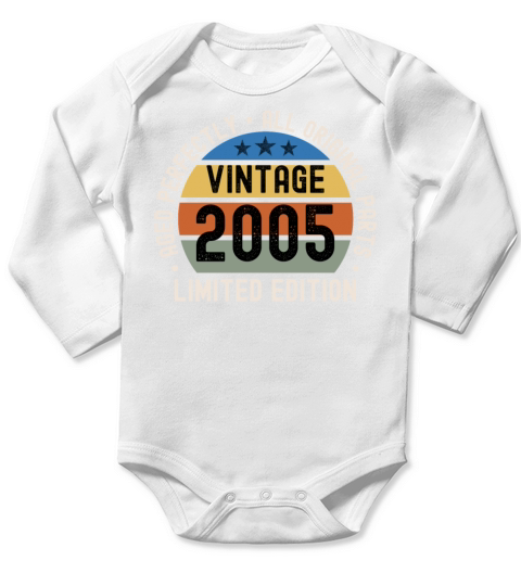 18th Birthday Vintage 2005 Long Sleeve Baby One-Piece