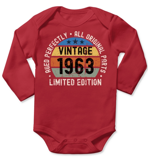 60th Birthday Vintage 1963 Long Sleeve Baby One-Piece