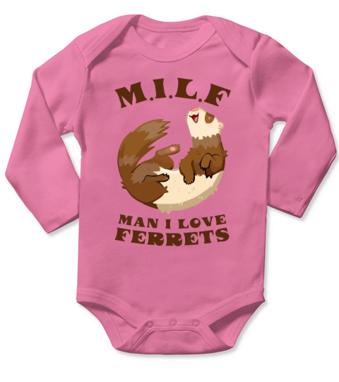 I Heart MILFs Man I Love Ferrets Lover Funny Ferre Long Sleeve Baby One-Piece