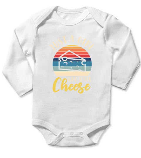 Just A Girl Who Loves Cheese Retro Vintage Long Sleeve Baby One-Piece