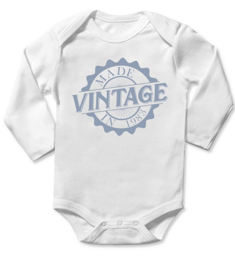 Vintage 1983 Birthday Sayings Long Sleeve Baby One-Piece