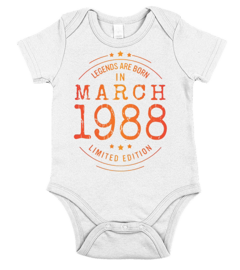 Birthday March 1988 Limited Edition Vintage Short Sleeve Baby One-Piece