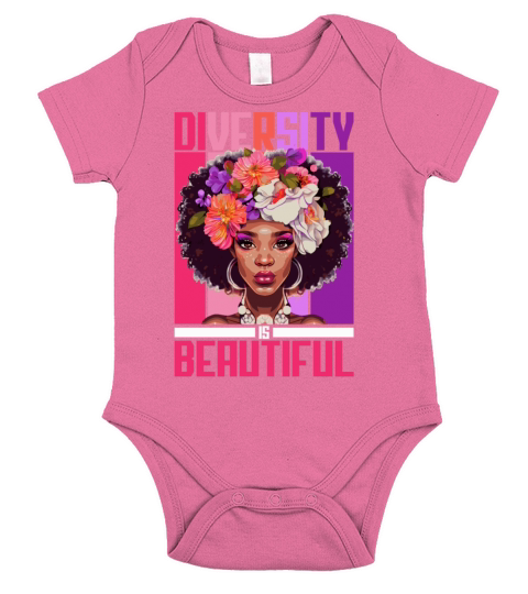 Diversity Is Beautiful Strong Black Floral Afro Gi Short Sleeve Baby One-Piece