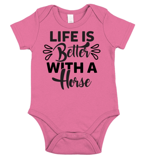 Life is Better with a Horse Equestrian Short Sleeve Baby One-Piece