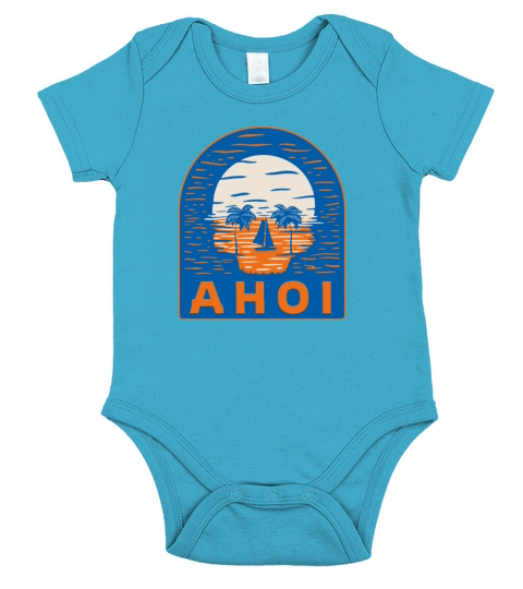 Sailing Ahoi Beach Sailboat Retro Sailor Short Sleeve Baby One-Piece