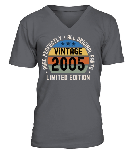 18th Birthday Vintage 2005 V-Neck T-shirt