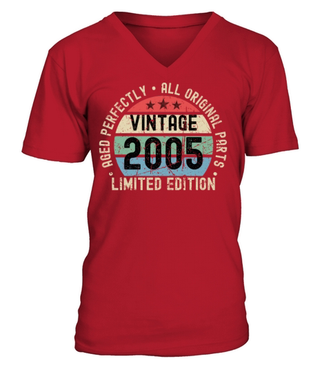 18th Birthday Vintage 2005 V-Neck T-shirt