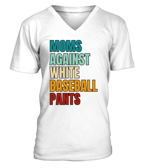 Vintage Moms Against White Baseball Pants V-Neck T-shirt