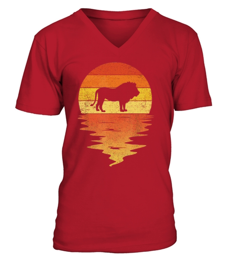 zookeeper Lion idea retro sunset 70s vintage Lion V-Neck T-shirt