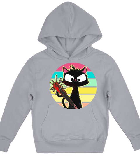 Halloween Retro Cat Vintage Cat Kids Hoodie