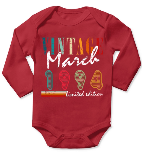 29th Birthday Man Awesome March Vintage 1994 Long Sleeve Baby One-Piece