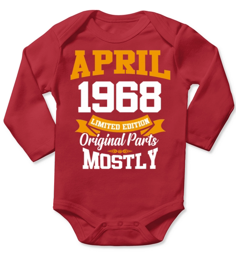 April 1968 Vintage Birthday Present Long Sleeve Baby One-Piece