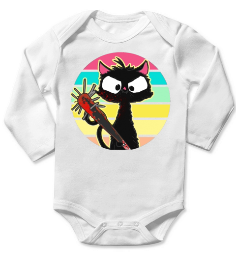 Halloween Retro Cat Vintage Cat Long Sleeve Baby One-Piece