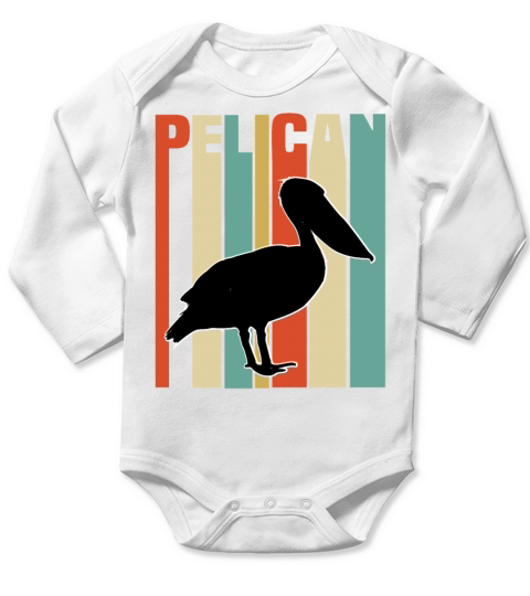 Pelican Brown Black Bird Retro Vintage Pelicans Long Sleeve Baby One-Piece