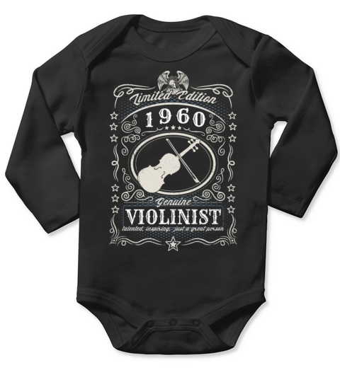 Vintage 1960 Violinist Birthday Gift Violin Player Long Sleeve Baby One-Piece