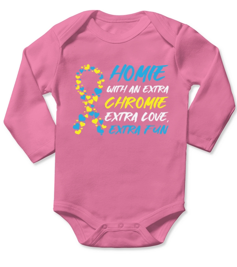 World Down Syndrome Day Homie Awareness Ribbon Long Sleeve Baby One-Piece